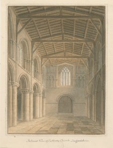 Wnętrze kościoła Tutbury Priory Church: malarstwo akwarela autorstwa John Buckler