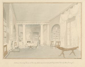 Kent - Bromley Hill - Wnętrze salonu biblioteki, 1816 autorstwa John Buckler
