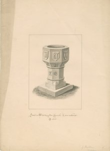 Lancashire - Waddington Church - Czcionka: rysunek w sepii, 1808 autorstwa John Buckler