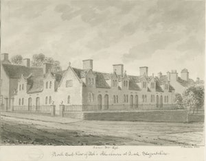 Leek Town – „Przytułki popiołu”: rysunek w sepii, 1844 autorstwa John Buckler