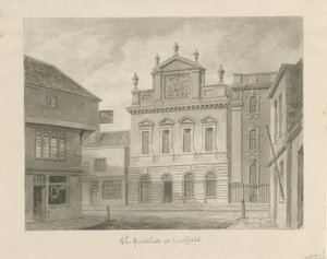 Lichfield – Guildhall: rysunek w sepii autorstwa John Buckler