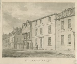 Lichfield - Biblioteka: rysunek w sepii, 1833 autorstwa John Buckler