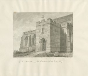 Lichfield - ganek północny kościoła św. Michała: rysunek w sepii autorstwa John Buckler