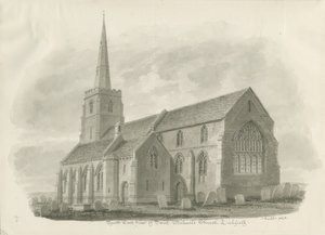 Lichfield - Kościół św. Michała: rysunek w sepii autorstwa John Buckler