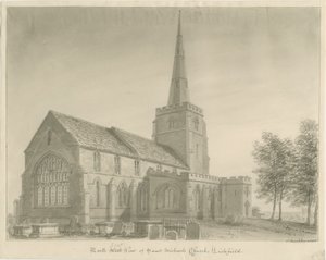 Lichfield - Kościół św. Michała: rysunek w sepii autorstwa John Buckler