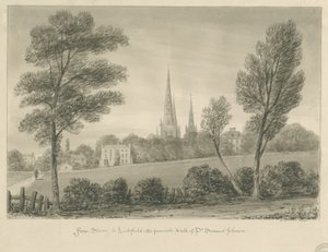 Lichfield - Stowe: rysunek w sepii autorstwa John Buckler