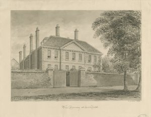 Lichfield - Dekanat in The Close: rysunek w sepii, 1838 autorstwa John Buckler