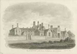 Lichfield - Union Workhouse: rysunek w sepii autorstwa John Buckler