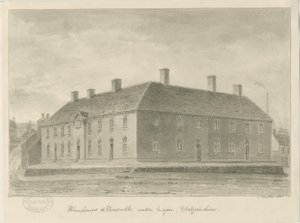 Newcastle-under-Lyme - Przytułki: rysunek w sepii, 1840 autorstwa John Buckler
