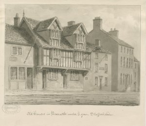 Newcastle-under-Lyme - Stare domy: rysunek w sepii, 1840 autorstwa John Buckler