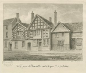 Newcastle-under-Lyme - Stare domy: rysunek w sepii, 1840 autorstwa John Buckler