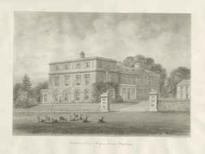 Sala Okeover: rysunek w odcieniu sepii, 1847 autorstwa John Buckler