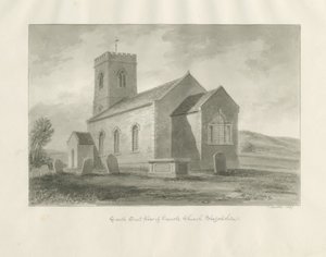 Onecote Church: rysunek w odcieniu sepii, 1847 autorstwa John Buckler