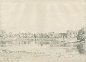 Patshull House - Park and Pool: rysunek ołówkiem, 25 sierpnia 1820 autorstwa John Buckler