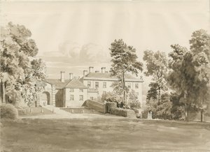 Patshull House: rysunek w odcieniu sepii, sierpień 1820 (rysunek) autorstwa John Buckler