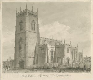 Kościół w Penkridge: rysunek w sepii, 1837 autorstwa John Buckler