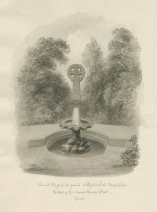 Rolleston Hall - Antyczny krzyż: rysunek w sepii, 1848 autorstwa John Buckler
