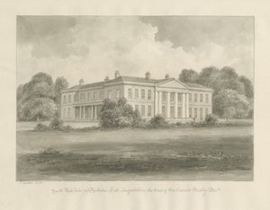 Rolleston Hall: rysunek w sepii autorstwa John Buckler