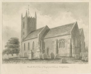 Kościół Seighford: rysunek w odcieniu sepii, 1842 autorstwa John Buckler