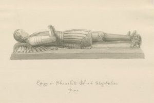 Shareshill Church- Monumentalny wizerunek [Sir Humphrey Swynnerton]: rysunek w odcieniu sepii autorstwa John Buckler