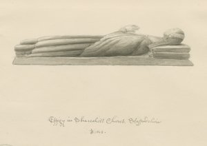 Kościół Shareshill - Monumentalny wizerunek [Cassandra Swynnerton]: rysunek w odcieniu sepii autorstwa John Buckler