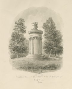 Shugborough - Choragiczny pomnik Lizykratesa: rysunek w sepii autorstwa John Buckler