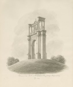 Shugborough - Łuk Triumfalny: rysunek w sepii autorstwa John Buckler