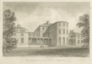 Shugborough Hall - Front ogrodu: rysunek w sepii, 1842 autorstwa John Buckler