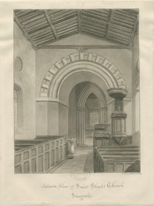 Stafford - Kościół św. Czada: rysunek w sepii, 1844 r.