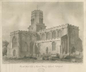 Stafford - Kościół Mariacki: rysunek w sepii, 1837 autorstwa John Buckler