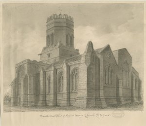Stafford - Kościół Mariacki: rysunek w sepii, 1837 autorstwa John Buckler