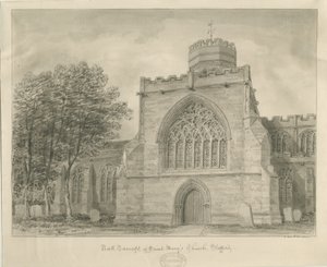 Stafford - Kościół Mariacki: rysunek w sepii, 1840 autorstwa John Buckler