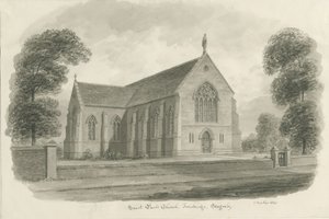 Stafford - Kościół św. Pawła, Przedmost: rysunek w odcieniu sepii, 1844 autorstwa John Buckler