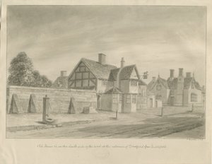 Stafford - [The White Lion Inn]: rysunek w sepii, 1842 autorstwa John Buckler