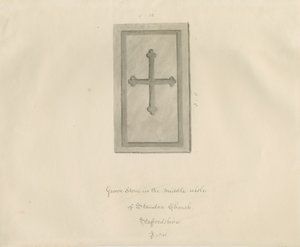 Standon Church - Nagrobek: rysunek w sepii autorstwa John Buckler