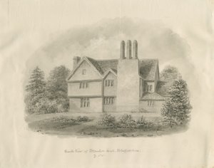 Standon Hall: rysunek w sepii autorstwa John Buckler