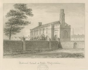 Stoke-upon-Trent - Szkoła Narodowa: rysunek w sepii, 1840 autorstwa John Buckler