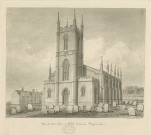 Kościół Stoke-upon-Trent [Nowość]: rysunek w sepii autorstwa John Buckler