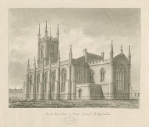Kościół Stoke-upon-Trent [Nowość]: rysunek w sepii autorstwa John Buckler
