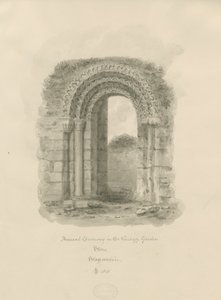 Kamień - Starożytne drzwi w plebanii: rysunek w sepii, 1841 autorstwa John Buckler