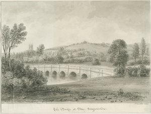Kamień - Most nad rzeką Trent: rysunek w odcieniu sepii, 1844