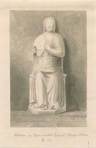Kościół Swynnerton - Figura Jezusa Chrystusa: rysunek w sepii autorstwa John Buckler