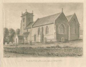 Kościół Swynnerton: rysunek w sepii, 1841 autorstwa John Buckler