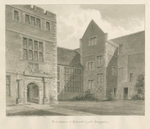 Zamek Tamworth: rysunek w sepii, kwiecień 1849 autorstwa John Buckler