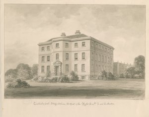 Teddesley Hall: rysunek w sepii, 1841 autorstwa John Buckler