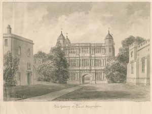 Tixall Hall i Gatehouse: rysunek w sepii, 1841 autorstwa John Buckler