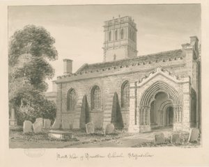 Kościół Trentham: rysunek w odcieniu sepii, 1840 autorstwa John Buckler
