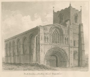 Tutbury Priory Church: rysunek w sepii autorstwa John Buckler