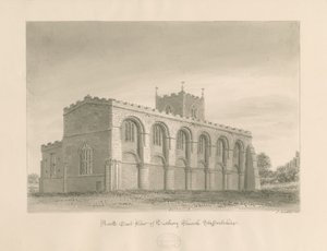 Tutbury Priory Church: rysunek w sepii, 1812 autorstwa John Buckler