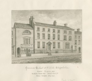 Walsall Town - Gimnazjum: rysunek w odcieniu sepii, 1845 autorstwa John Buckler